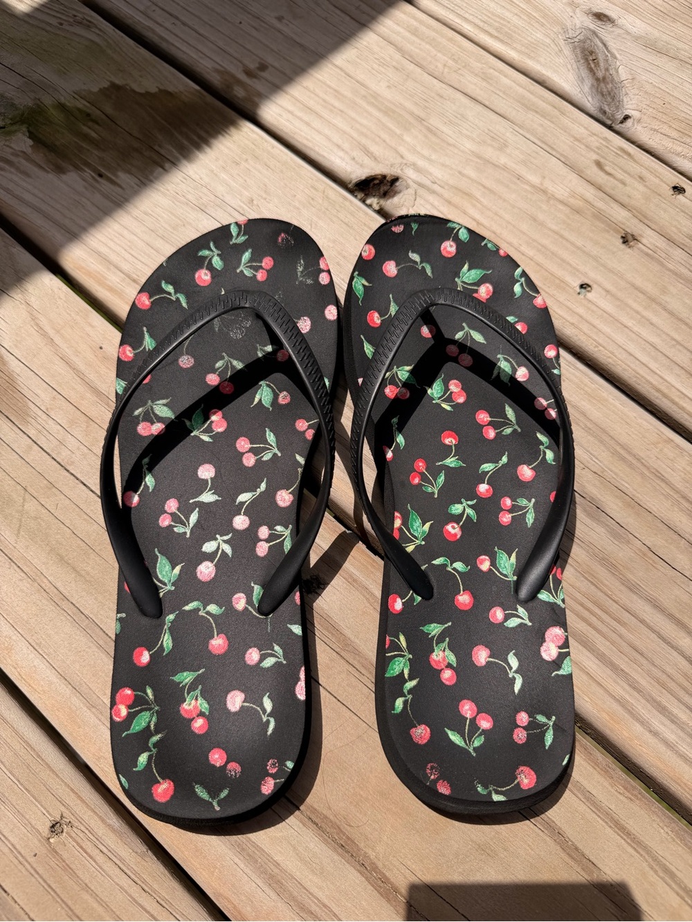 Black Cherry Print Flip Flops